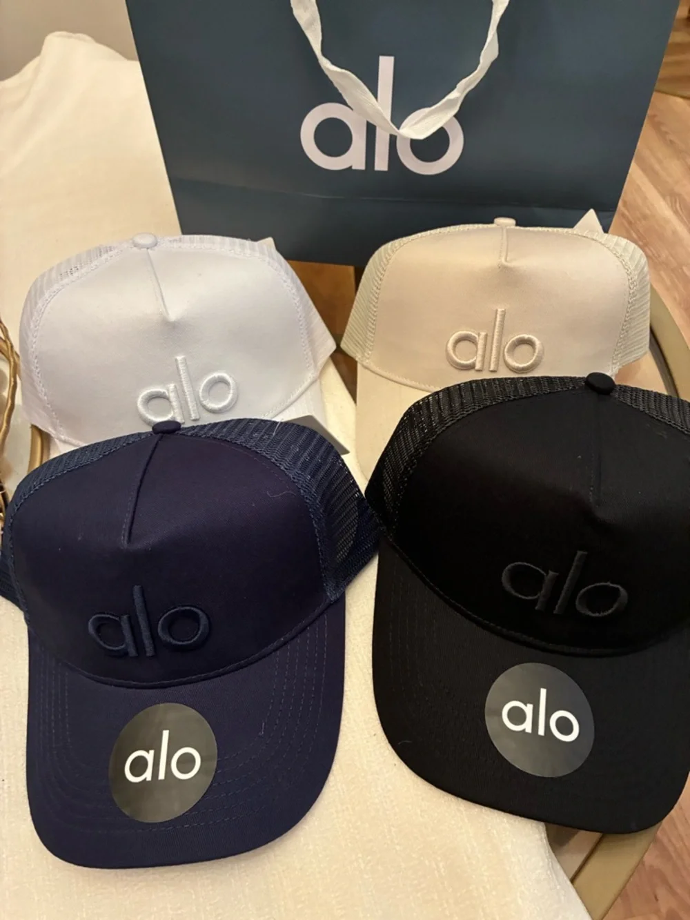 ALO Yoga White Mesh Trucker Cap